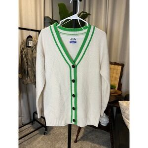 Future Collective Gabriella Karefa-Johnson Cream Green Varsity Cardigan XS
